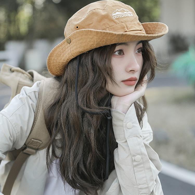 Japanese mountaineering hat women's summer quick-drying breathable big eaves shading bucket hat outdoor hiking western cowboy hat