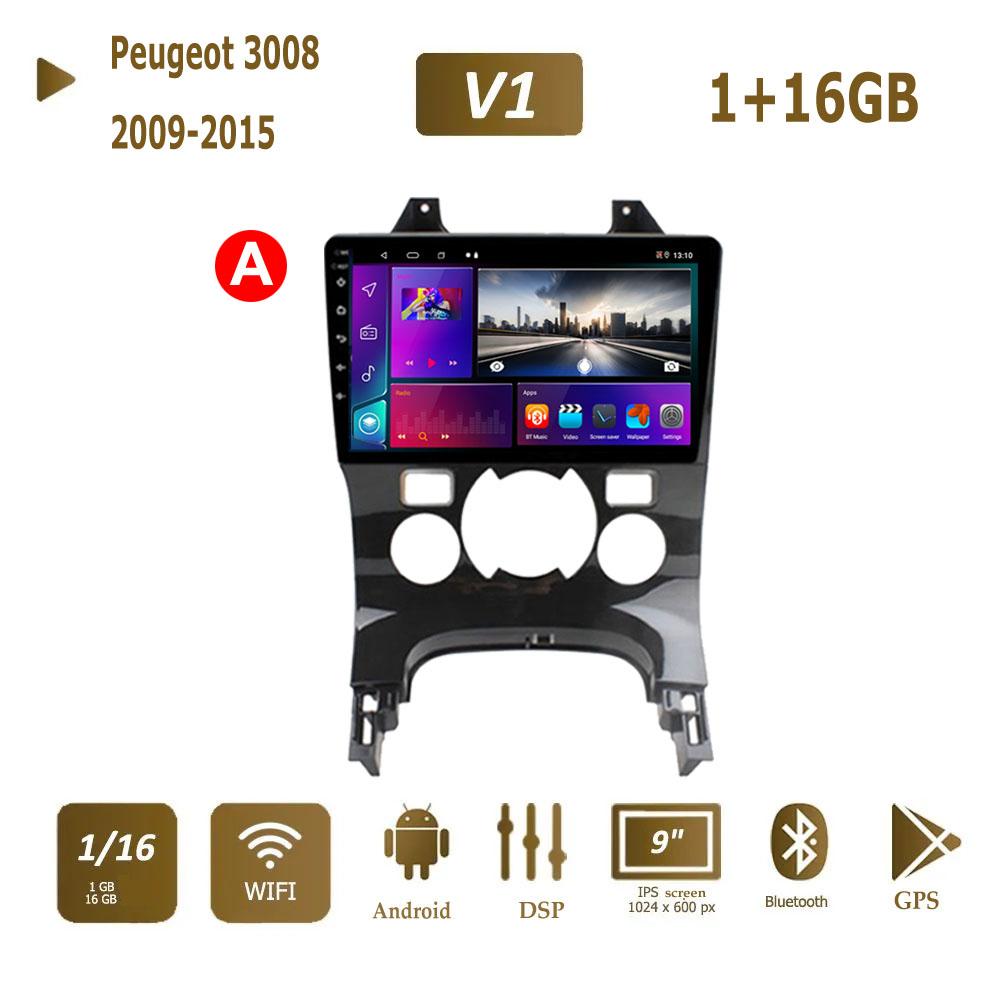 

Android 2 Din Автомобільний мультимедійний плеєр для Peugeot 3008 2009-2015 Головний пристрій Стерео Carplay GPS Навігація BT WIFI 2+32 ГБ 1+16GB,A