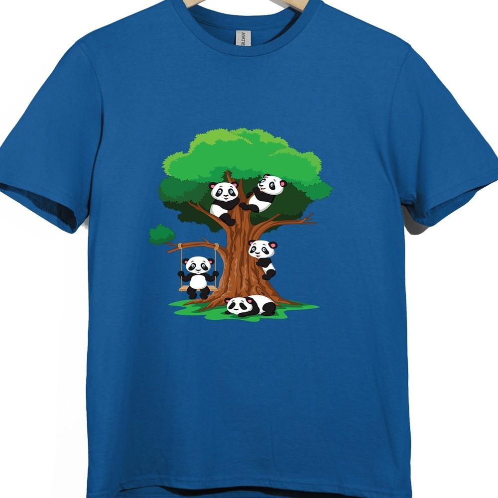 Panda T Shirt Cute Cartoon Animal Tree Graphic Playful Panda Design Tee