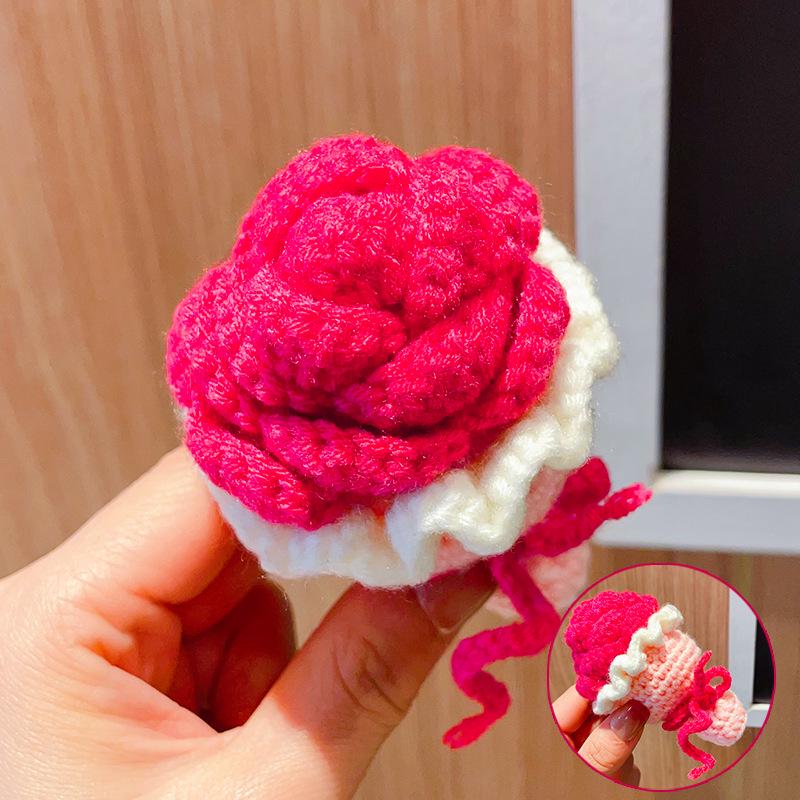 Charming Crochet Fruit Keychain: Persimmon & Strawberry Wool Pendants