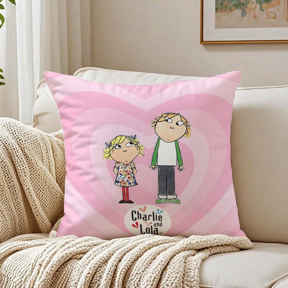

CCharlie And LLola Childrens Animation Cushion Cover Pillowcase Antidustmite living Room Sofa Decor Cushion Room 30X30cm