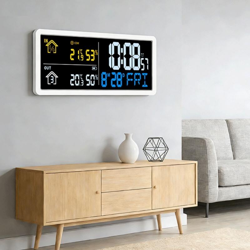 High Precise Digital Wall Clock With Multiple Temperature Humidities Display Simple LCD Room Clock For Living Room