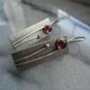 Vintage Runde rosa rote Stein Ohrringe Silber Farbe Metall geometrisch quadratisch lange Baum Zweig Pflanze baumeln Ohrringe für Frauen