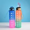 1L Motivational Sport Water Bottle Plastic Water Cup with Time Scale Outdoor Gradient Color Drinking Bottle Fitness Straw Mug