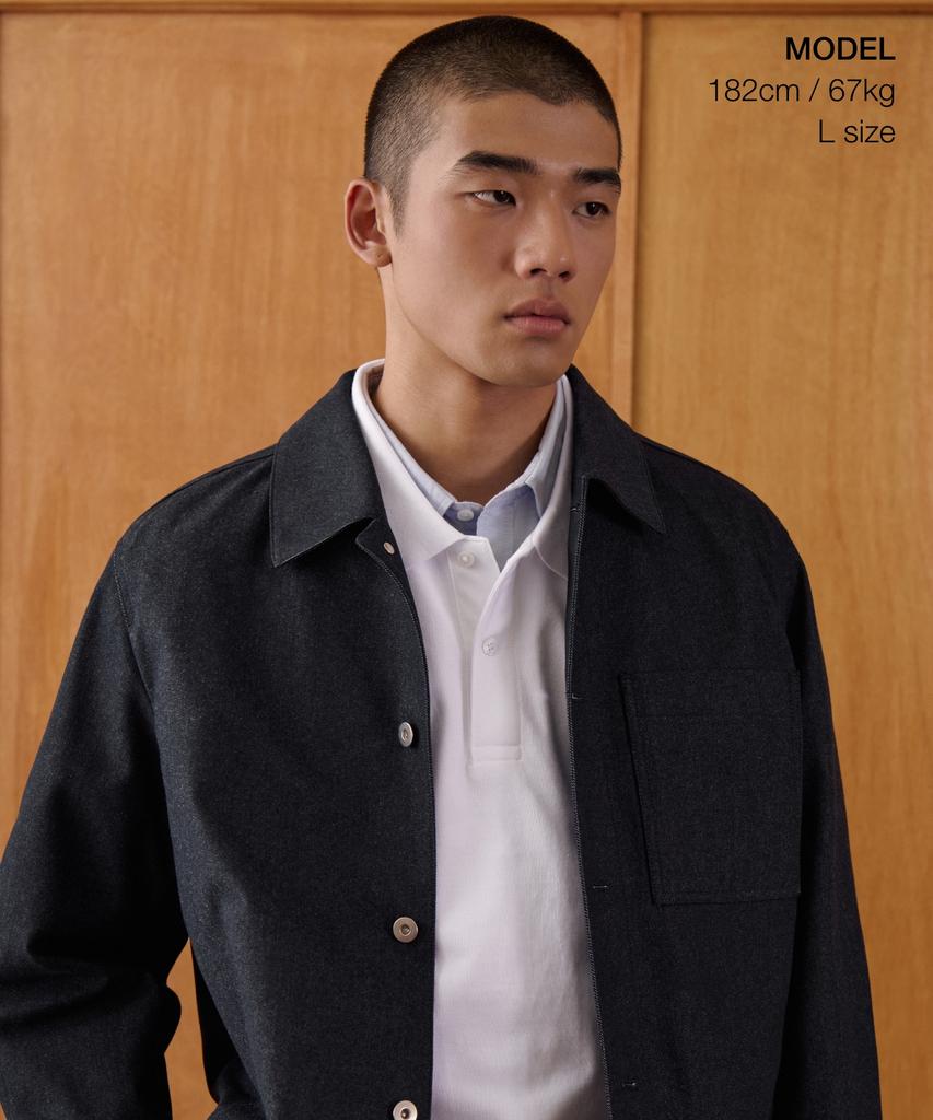 Musinsa Standard Denim-Like Relaxed Minimal Jacket [Deep Indigo]