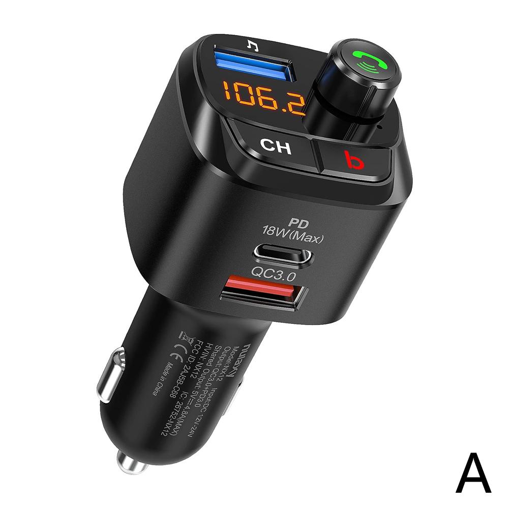 

FM-передатчик Bluetooth 5.0 Автомобильный аудиоплеер Handsfree Адаптер USB 18 Вт Быстрая зарядка Type-C FM-модулятор