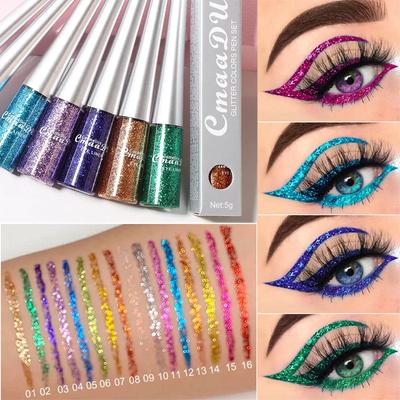 Liquid Shiny Eye Liners Pigment Silver Green Gold Glitter Professional Waterproof Eyeliners Beauty Cosmetics Women Makeup