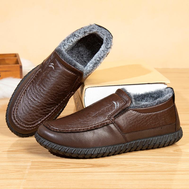 

Новые зимние хлопковые ботинки мужские бархатные утолщенные водонепроницаемые и холодостойкие хлопковые ботинки для среднего возраста и пожилых отцов мужские хлопковые 44 темно-коричневого