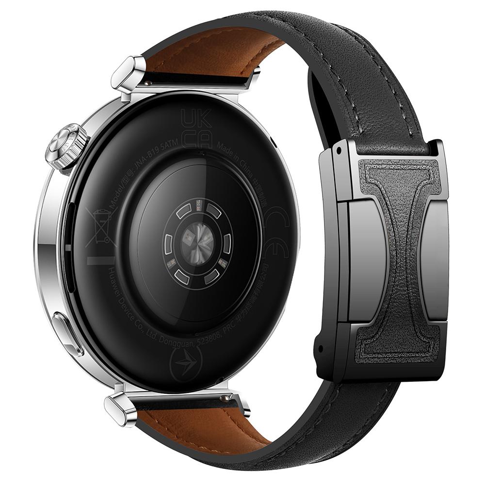 

18mm Genuine Cow Leather Strap for Garmin Venu 3S/Forerunner 265S/Forerunner 255S Flat Texture Magnetic Buckle Watch Band Black