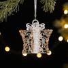 Christmas Tree Decor Acrylic Elk Bell Pendant Transparent Snowflake Pendants With Sequins Home Xmas Party Decoration Accessories