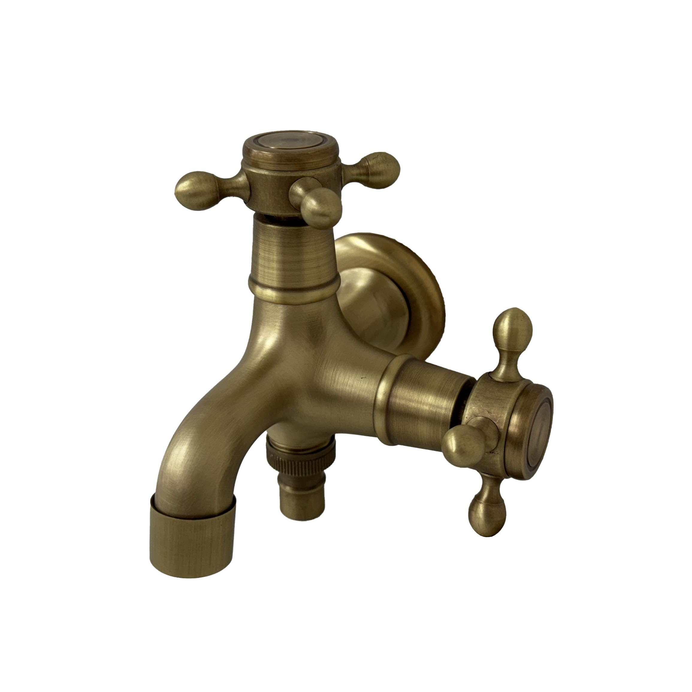 

iGarden 2-Way Faucet [Gold] Antique Style Brass Gold Gardening Faucet for Gardens and Outdoors, Stylish Water Tap for Watering and Hose (2-Way Faucet)