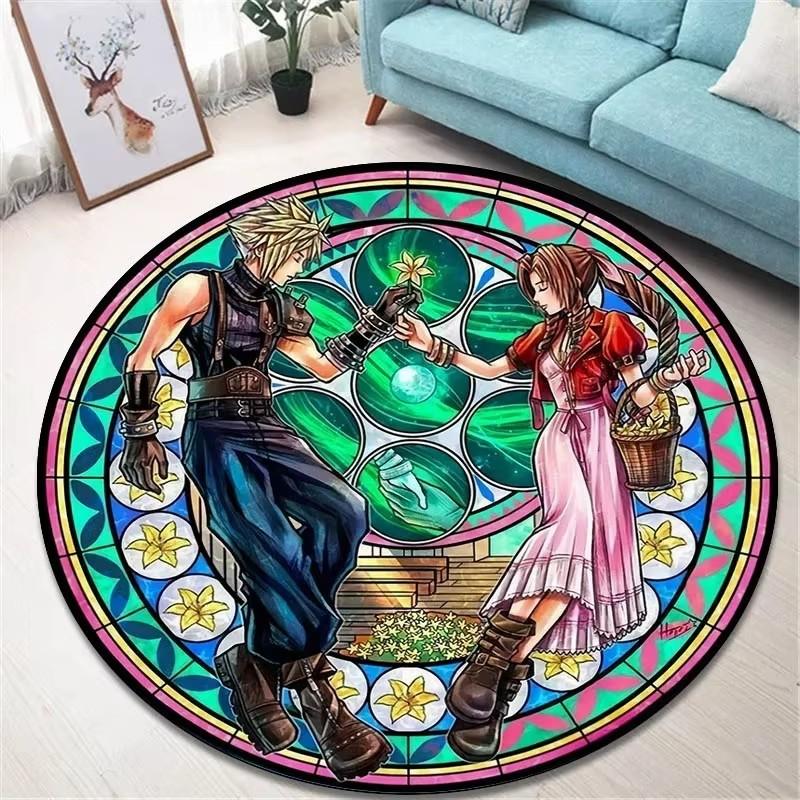 Cartoon Kingdom Hearts Printed Round Carpet Living Room Bedroom Non -slip Carpet Floor Mats Bedroom Decor Birthday Gift