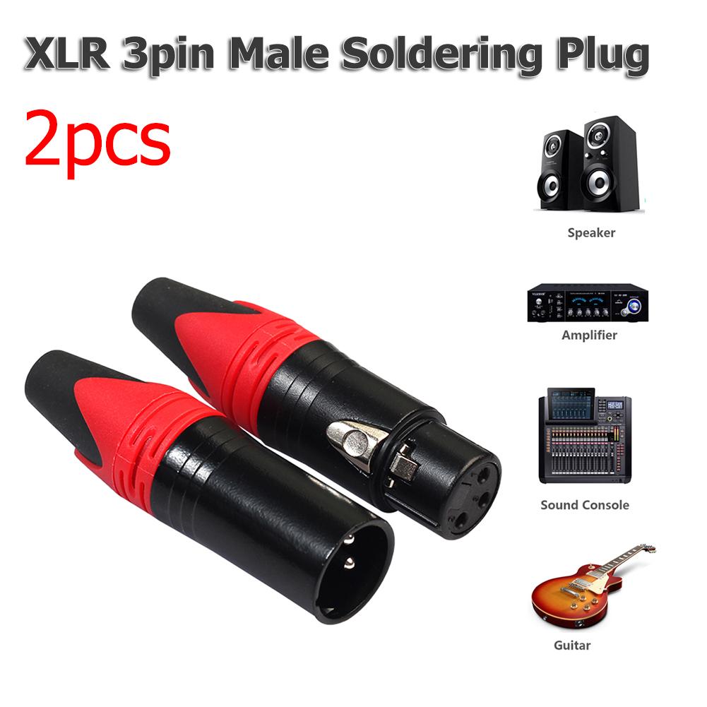 2pcs 3Pin XLR Female Male Microphone Audio Cable Plug DIY Connectors Adapters