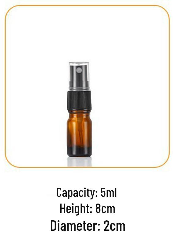 Brown Glass Spray Bottle, 5-100ml, Essential Oil & Hydrating Refill, Portable Press-type Sample Bottle