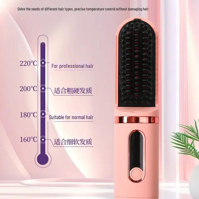 Portable Dual-Use Wireless Hair Straightener Comb with Ionic Technology