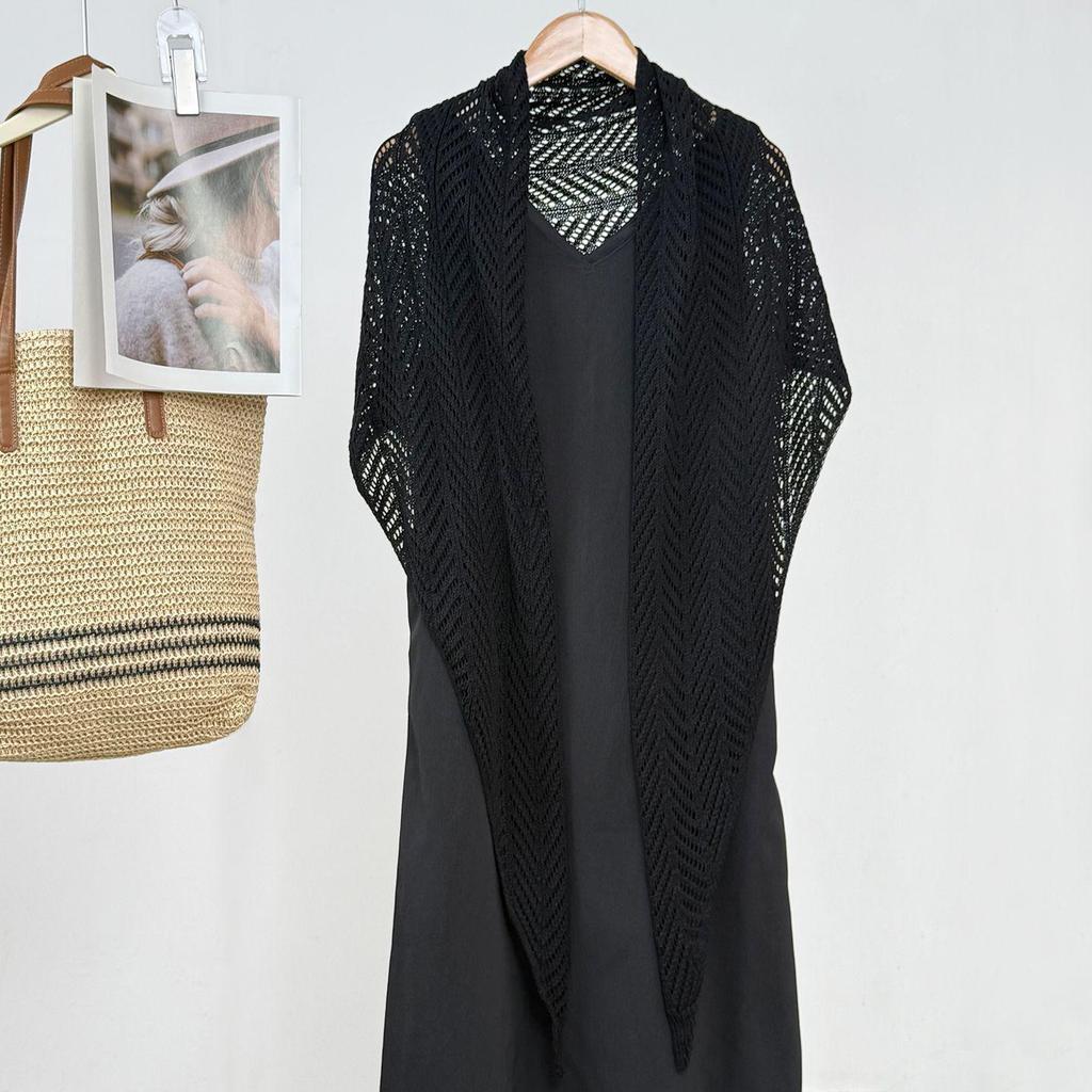 Versatile Minimalist Knit Triangle Scarf Shawl - Women's Summer Ice Silk Outerwear
