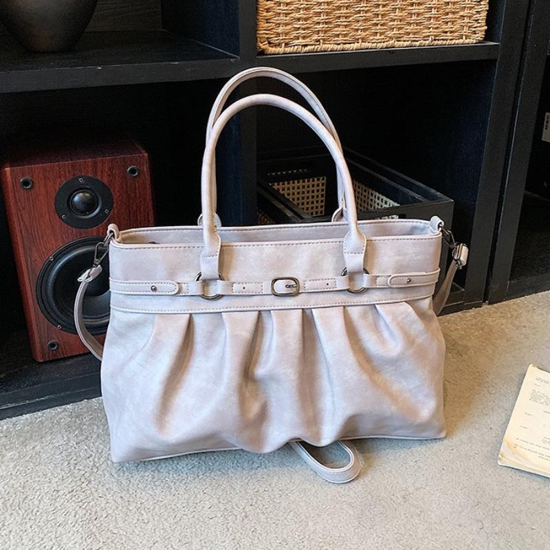 Korean Style Biker Chic Ruched Tote Bag Women's Edgy Fashi Design Versatile Large Capacity Handbag Shoulder Bag Crossbody Bag