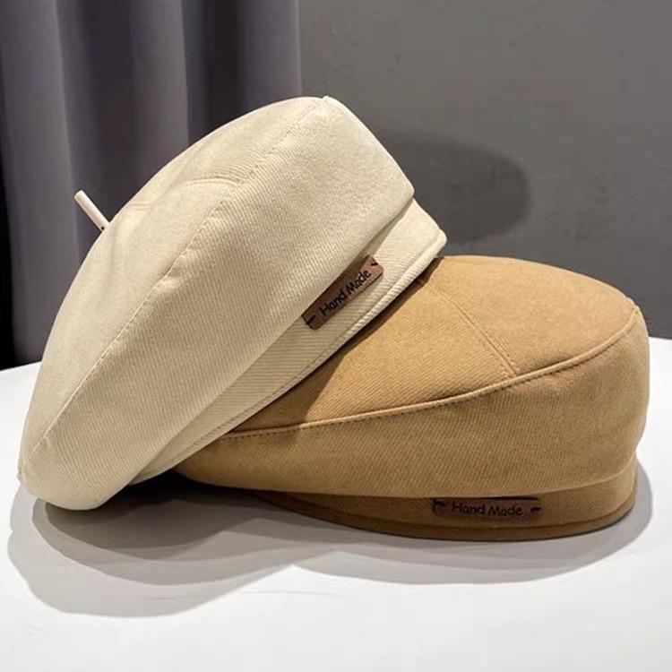 Autumn and Winter Woolen Trendy Brand Letter Beret Fashion Painter Hat Women's Retro Brown Face Showing Little British Style Hat