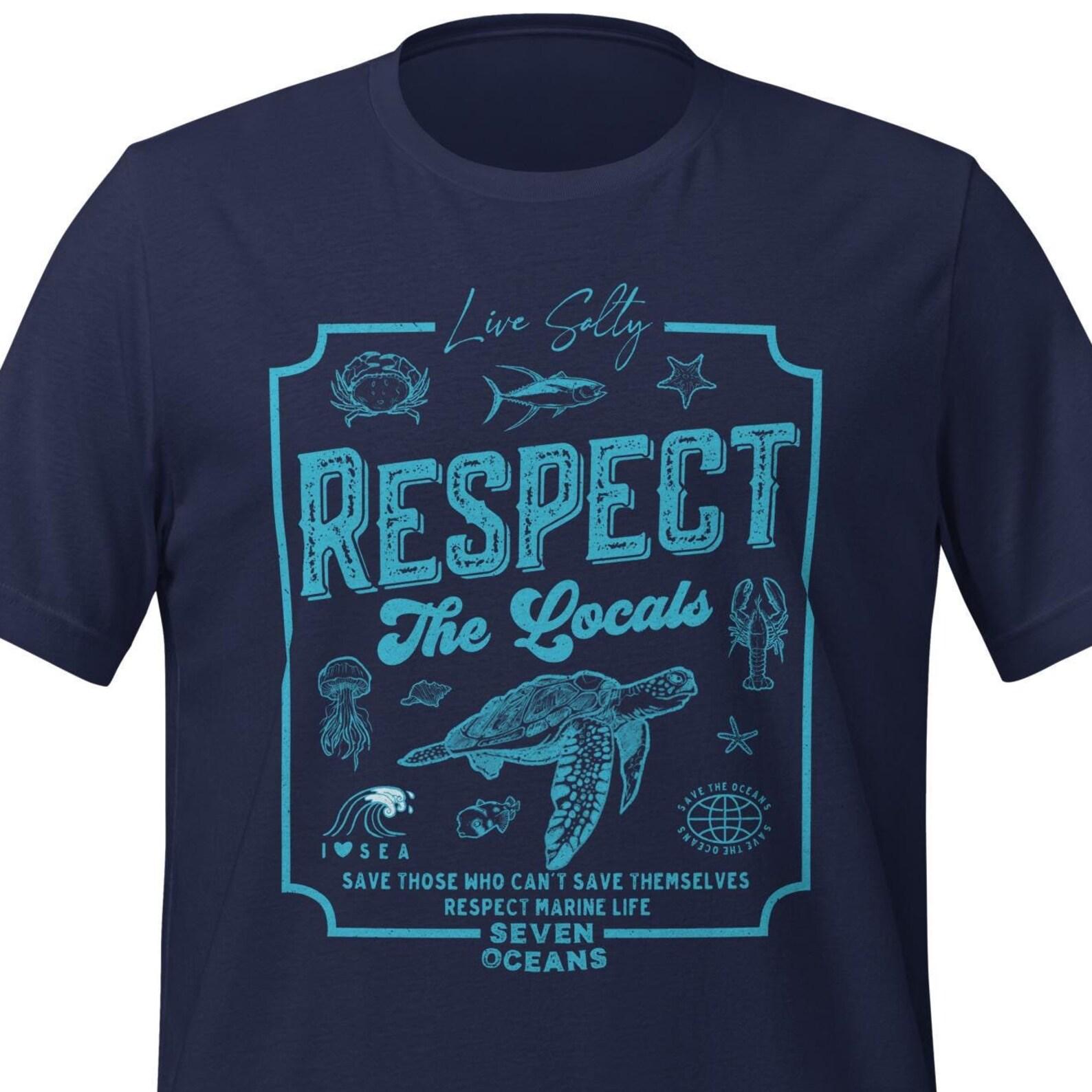 Respect The Locals T-shirt, Marine Life Ocean Tee M