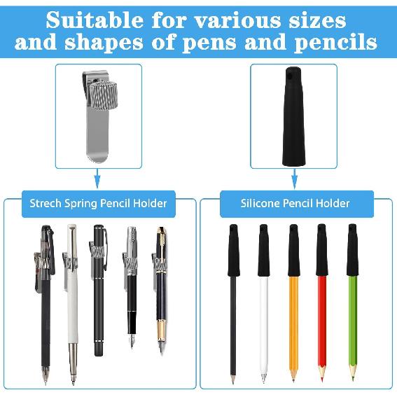 4 Pcs Heavy Duty Retractable Pull Pen Pencil Holder Universal Pencil Lanyard Ideal Grip Stretch Pen Holder with Belt Clip Key Ring Thick Nylon Cable
