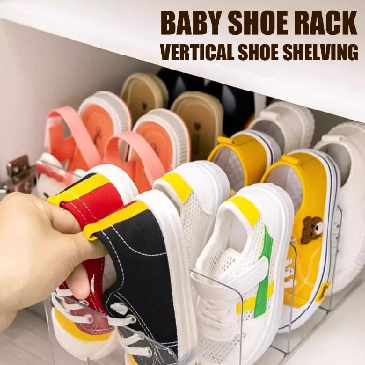 Vertical Shoe Rack For Children Adjustable Compartments Holds Multiple Pairs Efficiently