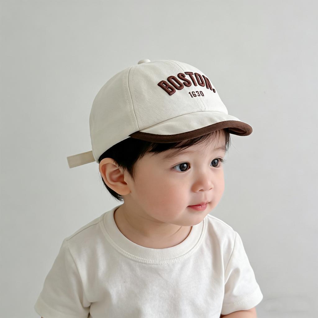 Retro Letter Baby Baseball Cap Summer Soft Brim Sun Visor Hat Korean Embroidered Boy Girl Kids Duck Tongue Hat 6-36 Months