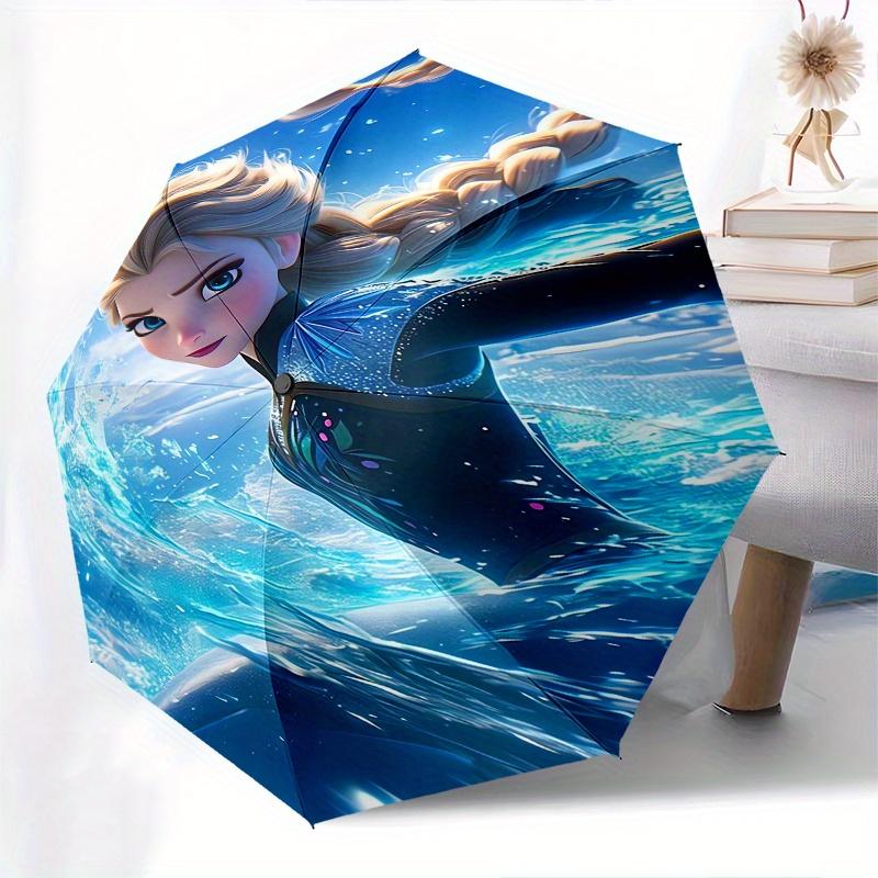 Elsa,Frozen Themed folding umbrella, the best choice for gift giving, 8 ribs, casual, durable, lightweight and portable travel umbrella, sui
