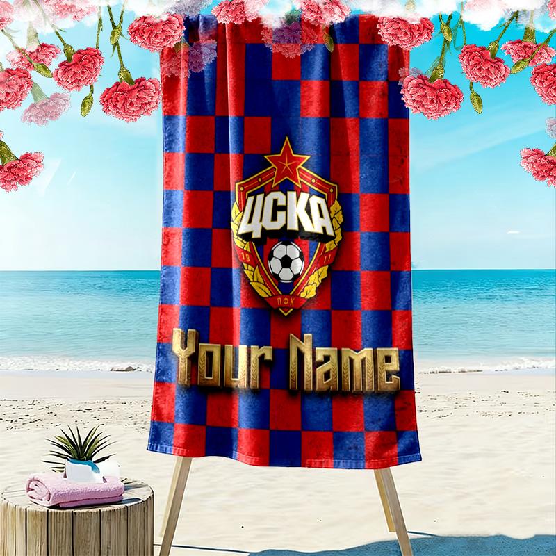 Name Custom PFC CSKA Moscow Print Beach Towel, Large Soft Quick Dry Towel for Beach Camping Swimming