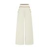 Women High Waist Wide Leg Pants Button Detail Straight Leg Casual Trousers Lightweight Loose Fit Bottoms for Everyday Wear