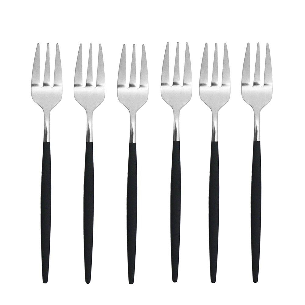 6Pcs Fruit Fork Stainless Steel Cake Forks White Gold Colourful Tea Fork Dinnerware Set Hotel Party Restaurant Supplies
