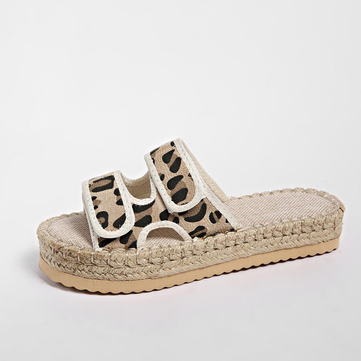 

Универсальные шлепанцы большого размера с леопардовым принтом, лето 2025, новинка, модные шлепанцы с круглым носком на толстой подошве для улицы 43 цветной печати леопарда