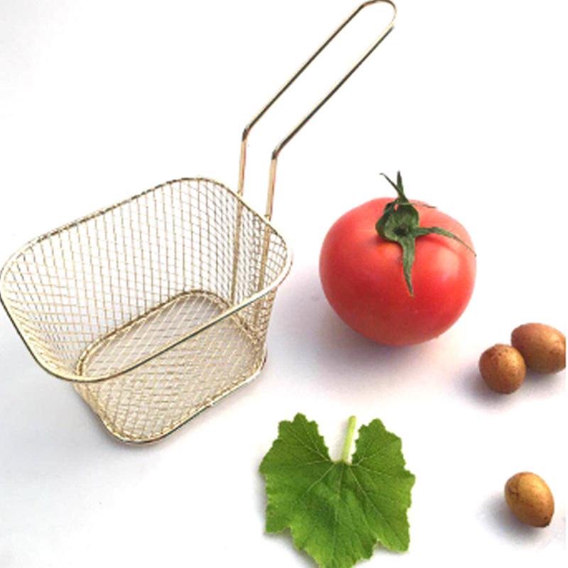 Stainless Steel Frying Basket Multifunctional Mini French Fries Frying Basket Creative Square Oil Separated Frying Basket