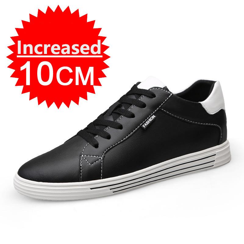 

Новая Мода Натуральная Кожа Обувь на Платформе для Мужчин 6 см Невидимое Увеличение Роста Белые Кроссовки Кожаные Повышающие Рост Повседневные Туфли 44