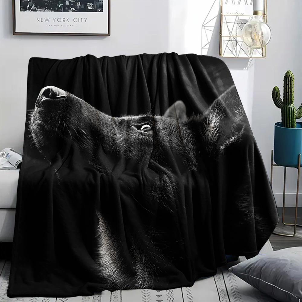 Hundtryckt flanellfilt, Högkvalitativ, Bekväm för alla årstider, Heminredning, Värme och komfort, Perfekt för julklappar