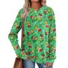 Women's Printed Lightweight Brushed-Cotton Round Neck Top