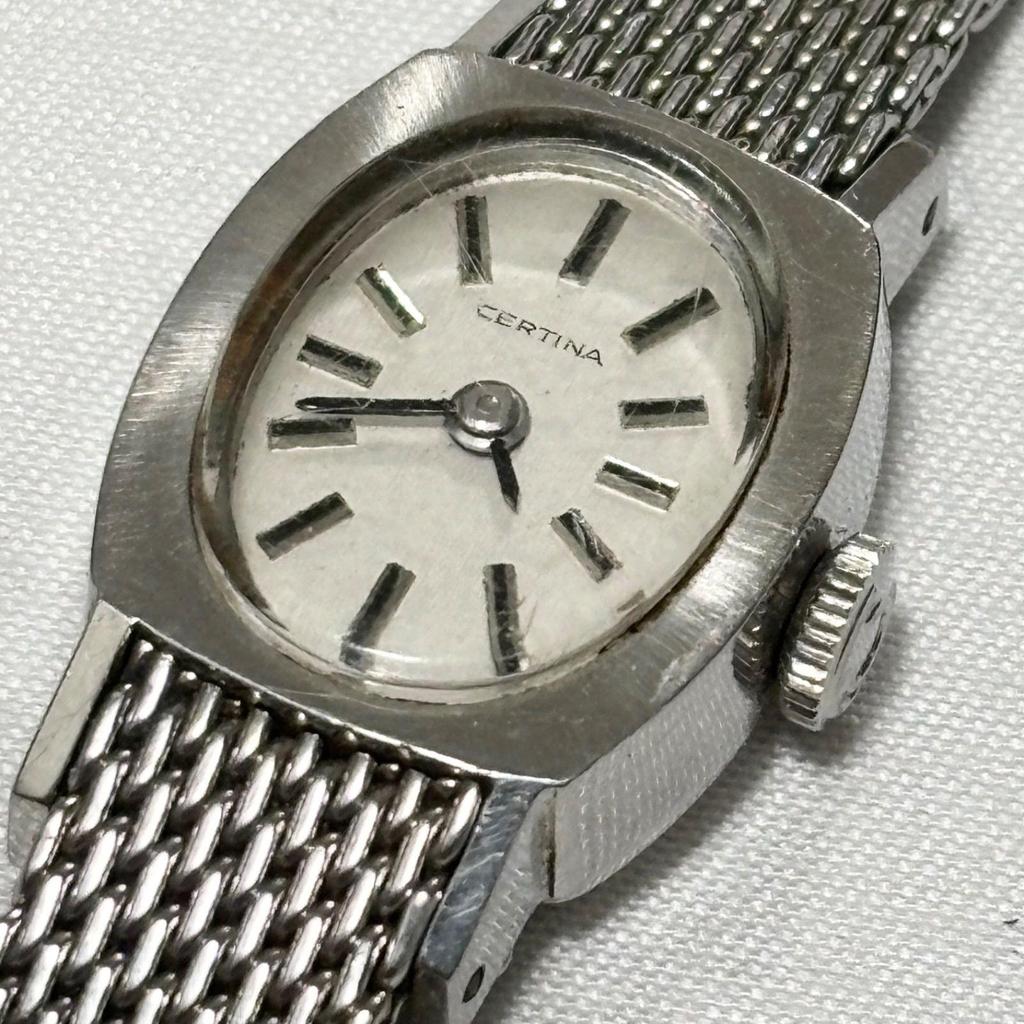 Used [Free Shipping] Certina/Silver/Hand-wound watch/Antique/Ladies' watch/Imovable item/Used item/Junk Item