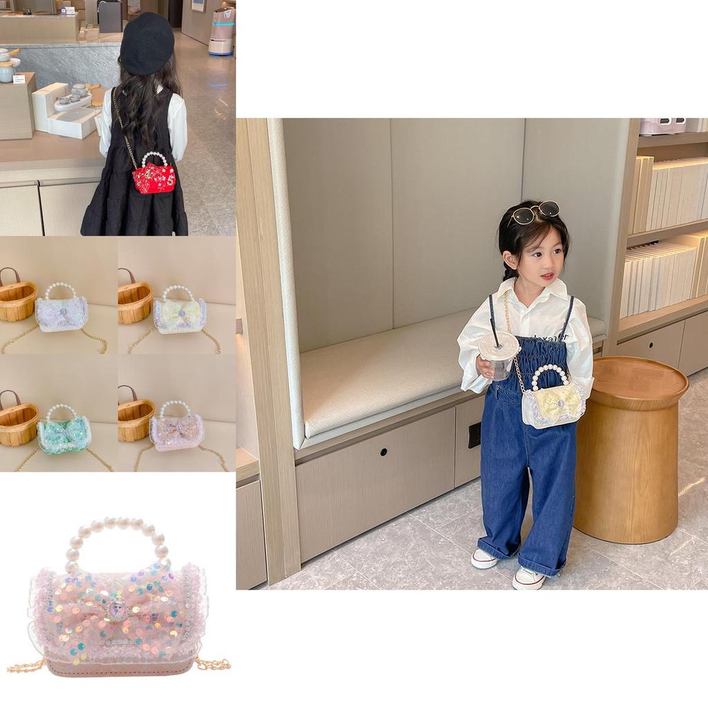 Adorable Mini Princess Bow Crossbody Bag For Kids With Chic Pearl Detail And Stylish Chain