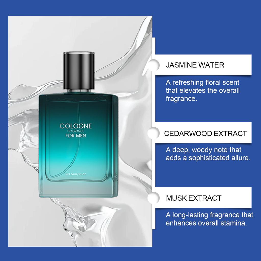30ml Men's Eau De Cologne – A Gentle and Profound Fragrance with Long-lasting Staying Power, Exuding Captivating Charm. An Ideal Gift.