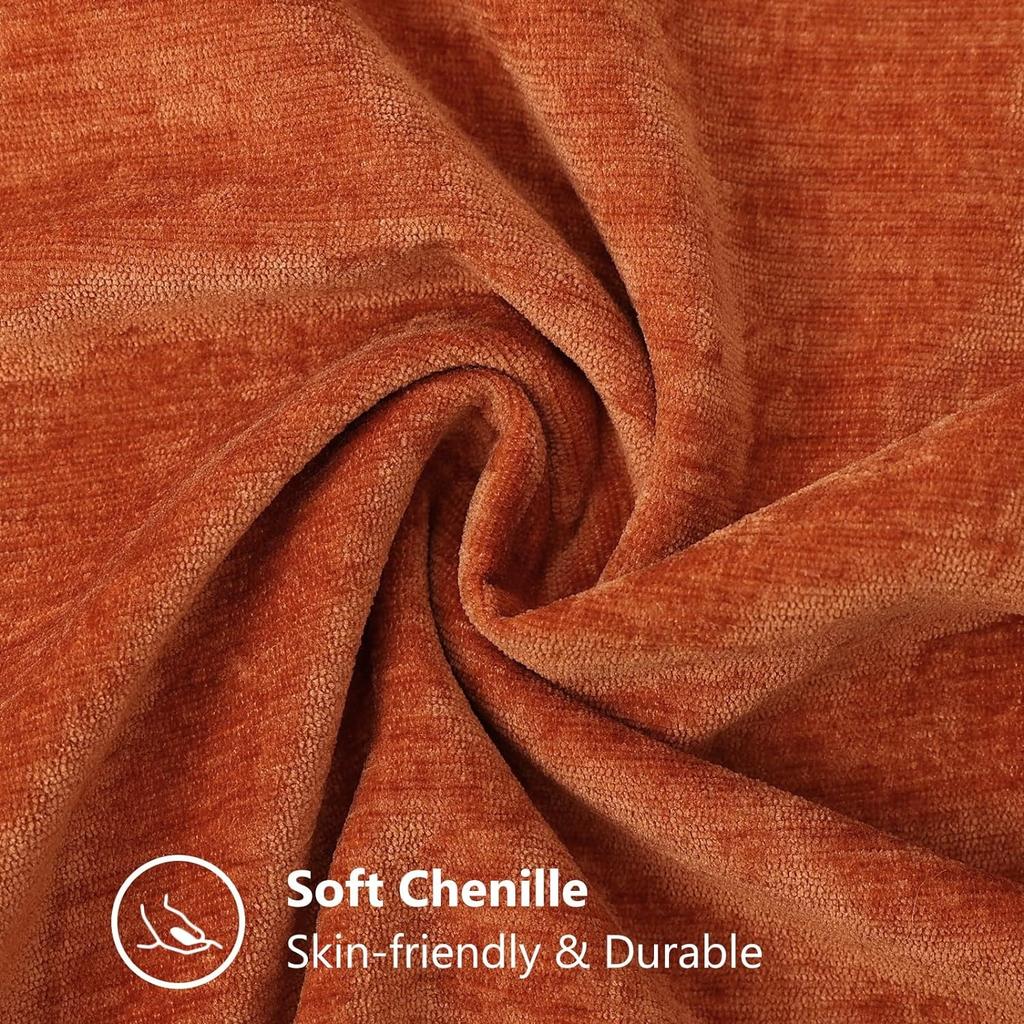 Fall Decorative Cozy Throw Pillow Covers Cases for Couch Sofa Home Decoration Solid Dyed Soft Chenille Fall Orange Cushion Cover