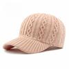 1 Stück Damen einfarbige gestrickte Baseballkappe, modische Strickmütze, gerippte Beanie mit Loch für Pferdeschwanz für den täglichen Gebrauch, Winter Herbst