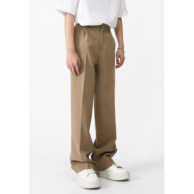Erkek Bahar Yeni Ürün Temel Bol Düz Orta Bel Düşük Rahat Pantolon
