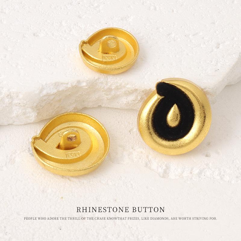 

5pcs Metal Flocking Combination Button High-End Fashion Coat Jacket Decorative Button Children S Sweater Suit Button Accessories 18mm Gold + Black