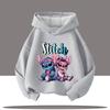 Disney Series Cartoon Print Stitch Children's Autumn and Winter Hooded Sweatshirt Boys' Sweatshirts Girls' Casual Basic Tops
