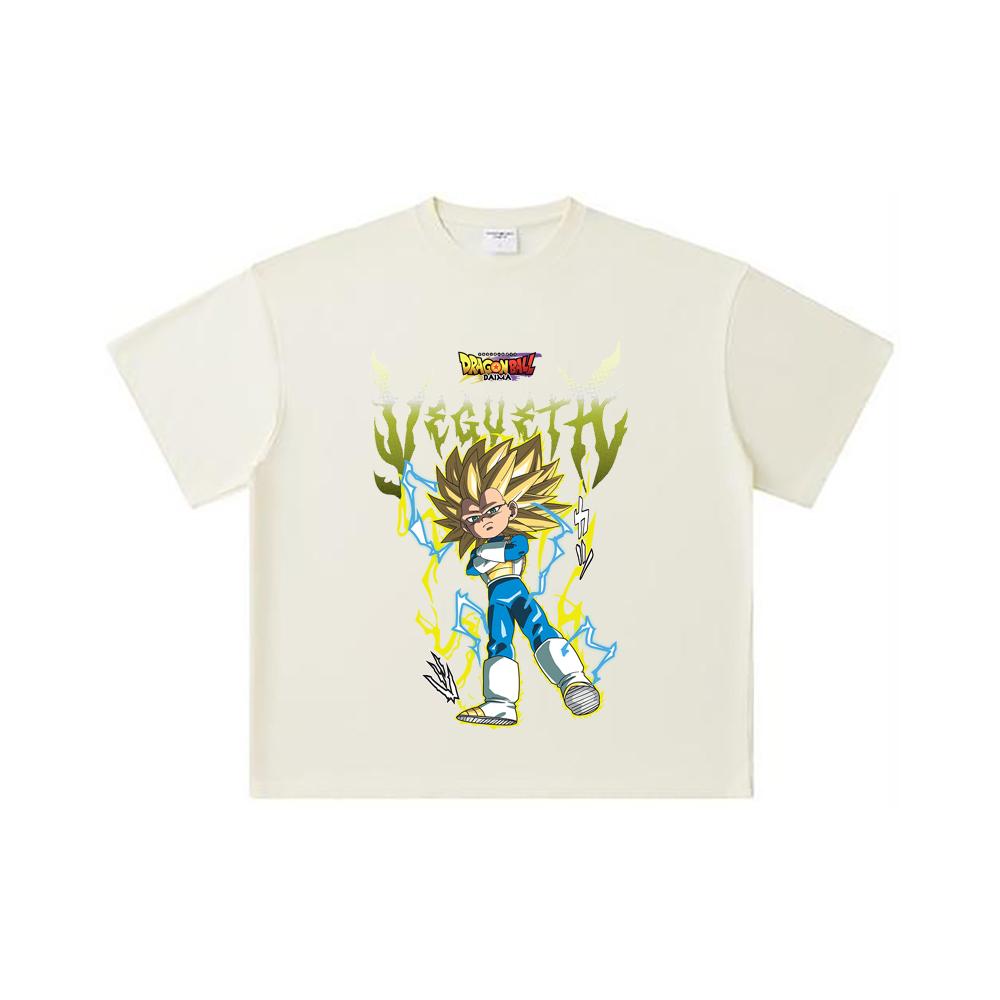260 GSM Double Yarn 32 Count 100% Cotton Dragon Ball V51 Daima Vegeta Print Unisex Heavy Cotton T Shirt