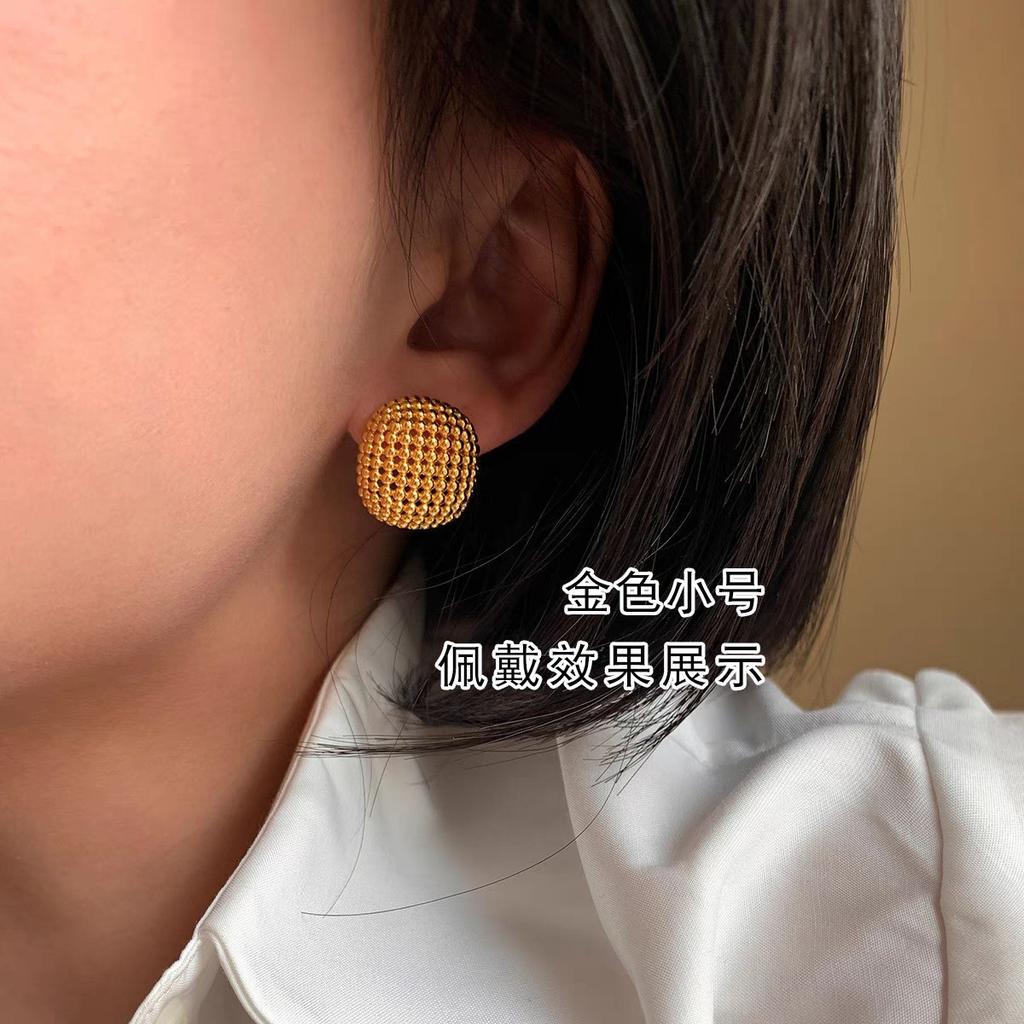 Exaggerated Big Gold Silver Stud Earrings Women'S Light Luxury High-End Temperament Atmospheric Earrings Ear Jewelry