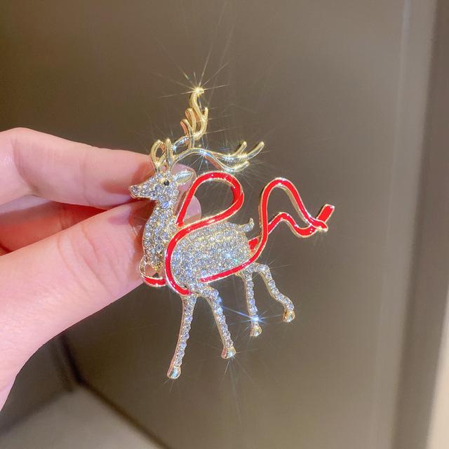 Циркониевые Камни Женские Цветочные Броши Кристаллические Животные Лось Лацканные Булавки Шарф Кардиган Корсаж Стильные Стильные Броши Рождественский Подарок ПодаркиЦветок