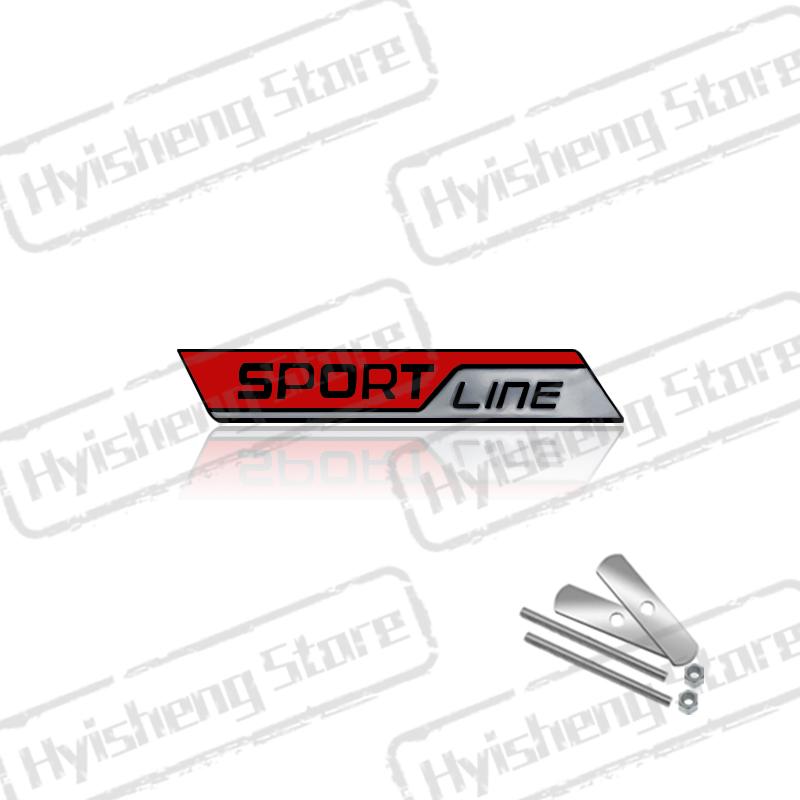 AAABV1 Metal Car Styling Sport Line Front Grille Sticker Badge Rear Trunk Body Emblem For Skoda VRS Octavia Rapid Kodiaq Karoq Superb