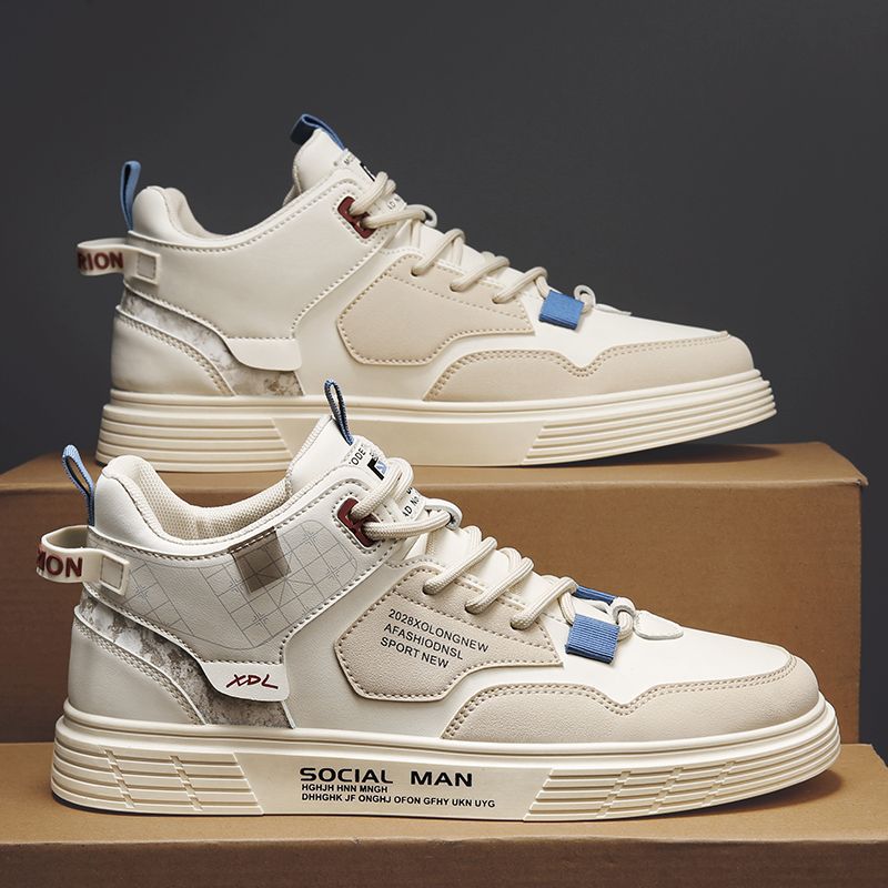 2023 Spring Help Men's Shoes Trend High Top Board Shoes Casual Men's Small White Shoes Sports Casual Work Shoes