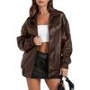 Women's Faux Leather Biker Jacket, Multi-Color Motorcycle Style Outerwear