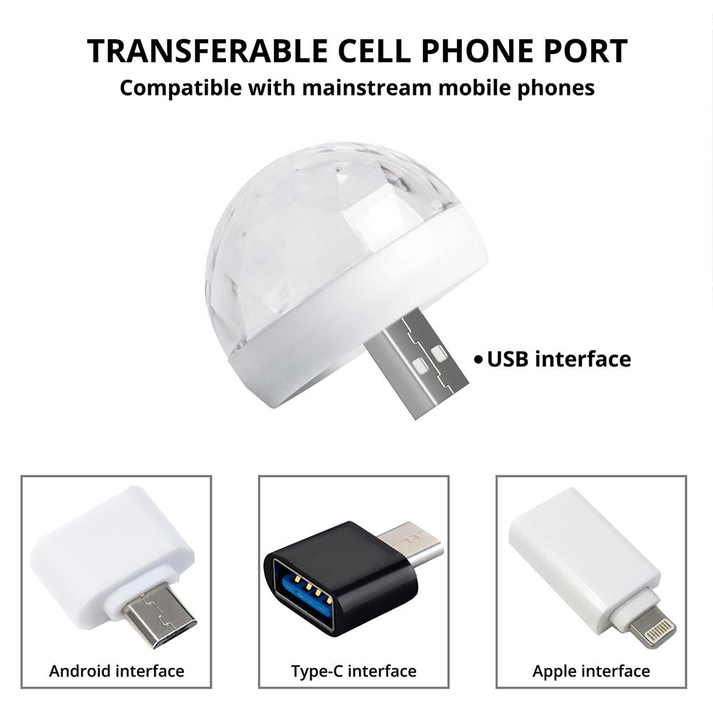 Samochodowe światło ambientowe USB DJ RGB Mini Kolorowe światło dźwiękowe do muzyki Interfejs USB-C Interfejs Apple Impreza świąteczna Karaoke